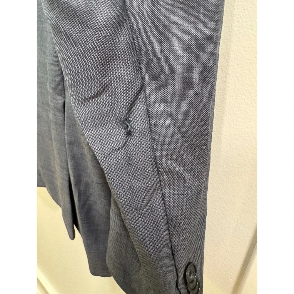 Kenneth Cole New York Mens 38R Blazer Blue Grey 100% Wool Suit Jacket KC03G